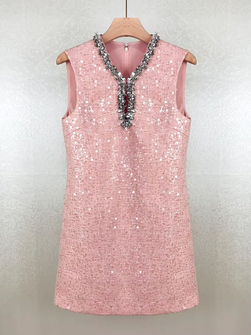 Sparkle Charm - V-Neck Sequin Mini Dress