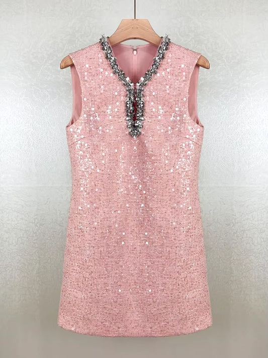 Sparkle Charm - V-Neck Sequin Mini Dress