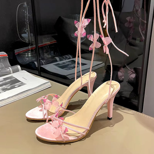 Butterfly Blossom – Pink High Heel Sandals