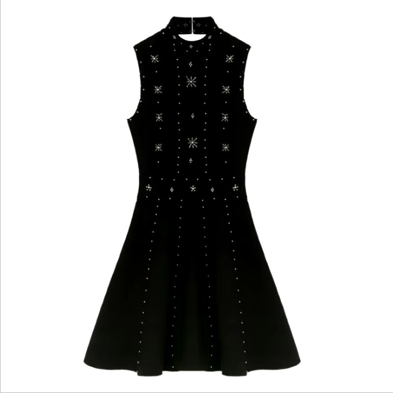 Glamour Black - Beaded Sleeveless Party Dress