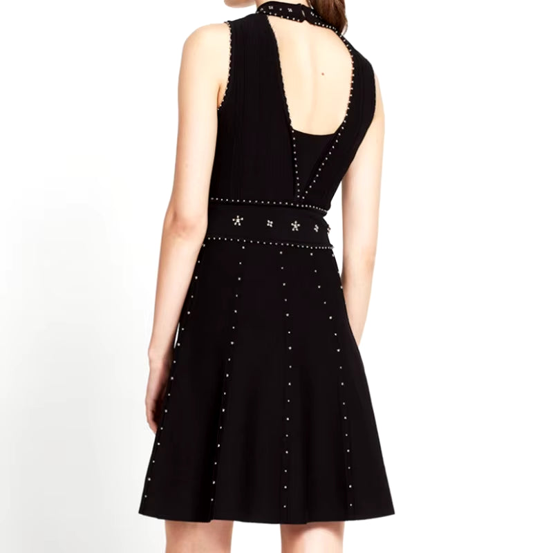 Glamour Black - Beaded Sleeveless Party Dress