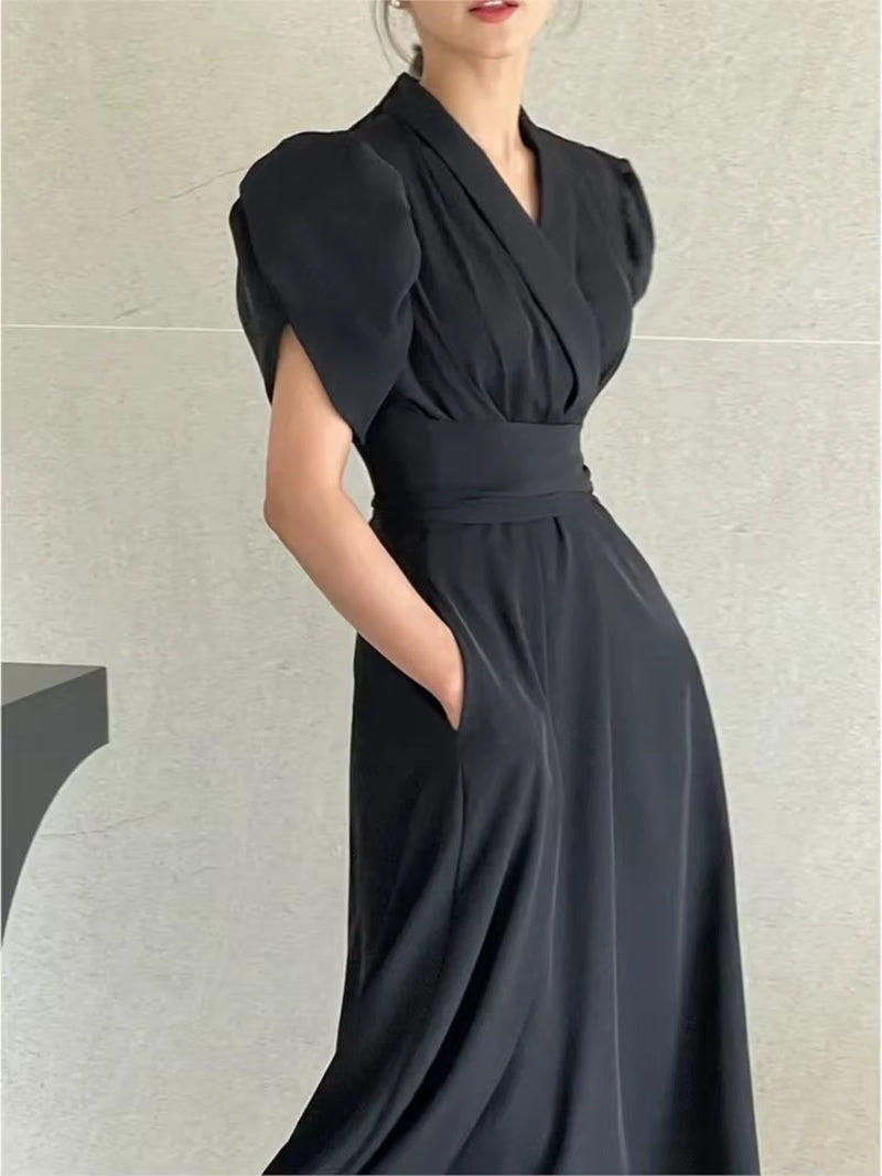 Korean V-Neck Dress