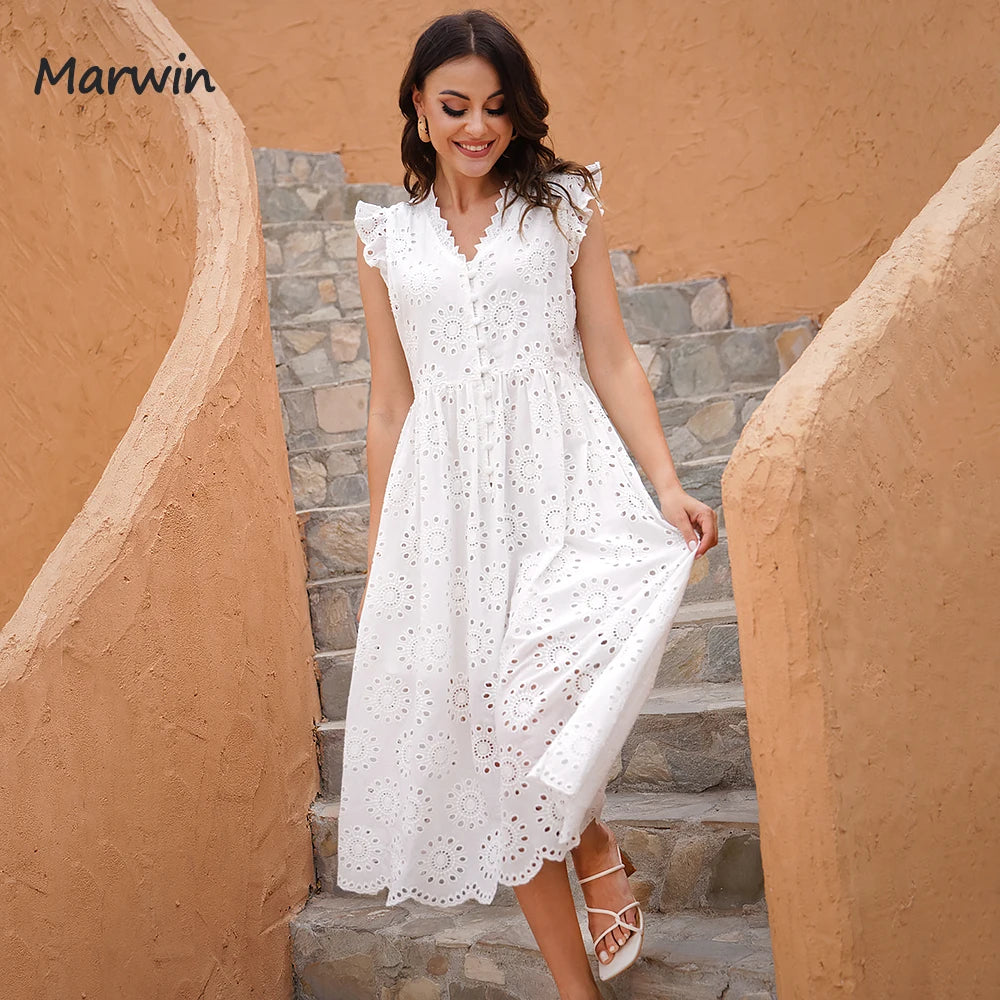 Marwin Hollow-Out High-Waist Summer Dress