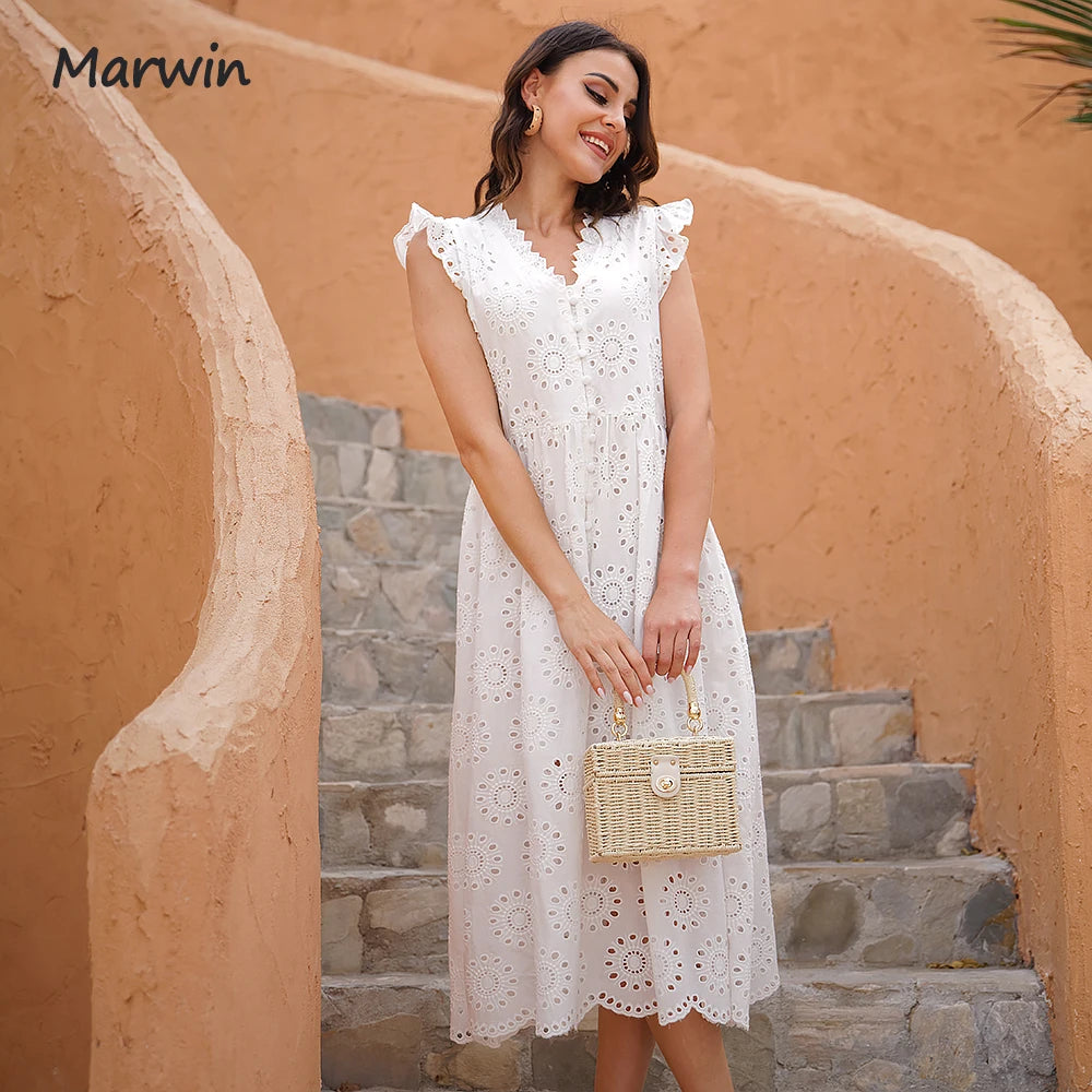 Marwin Hollow-Out High-Waist Summer Dress