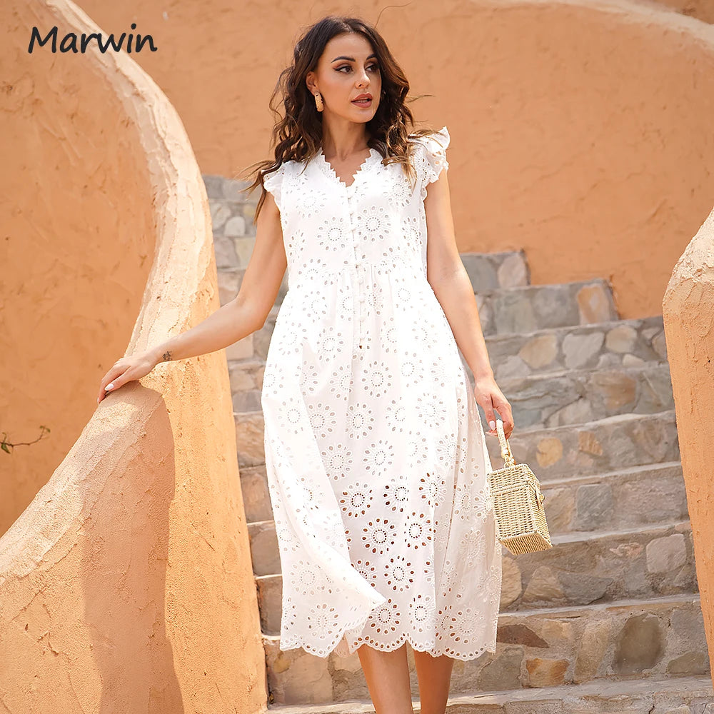 Marwin Hollow-Out High-Waist Summer Dress