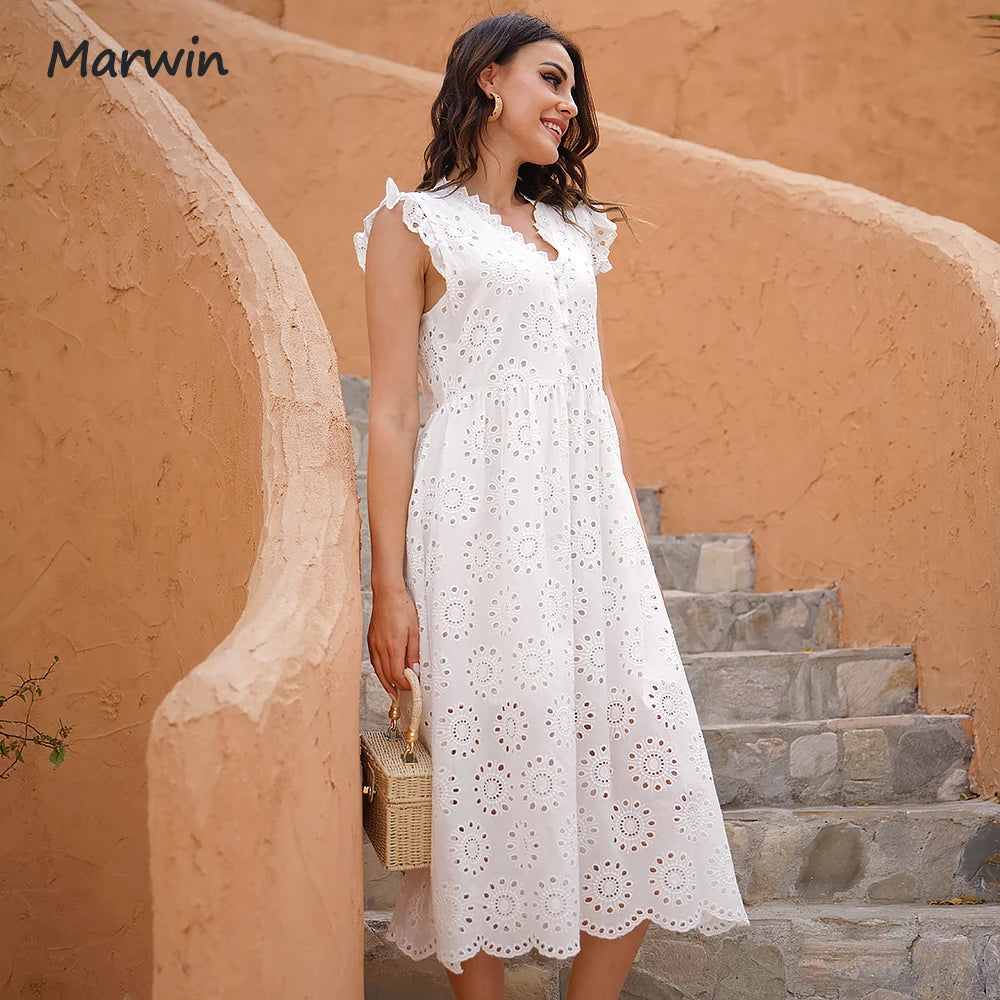 Marwin Hollow-Out High-Waist Summer Dress