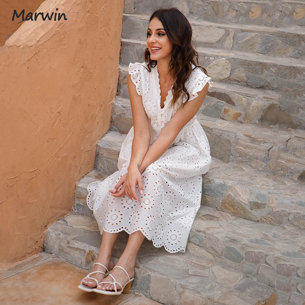 Marwin Hollow-Out High-Waist Summer Dress