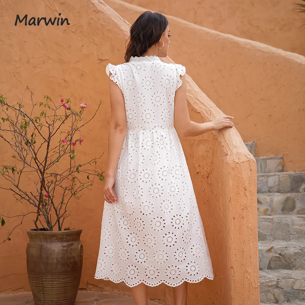 Marwin Hollow-Out High-Waist Summer Dress