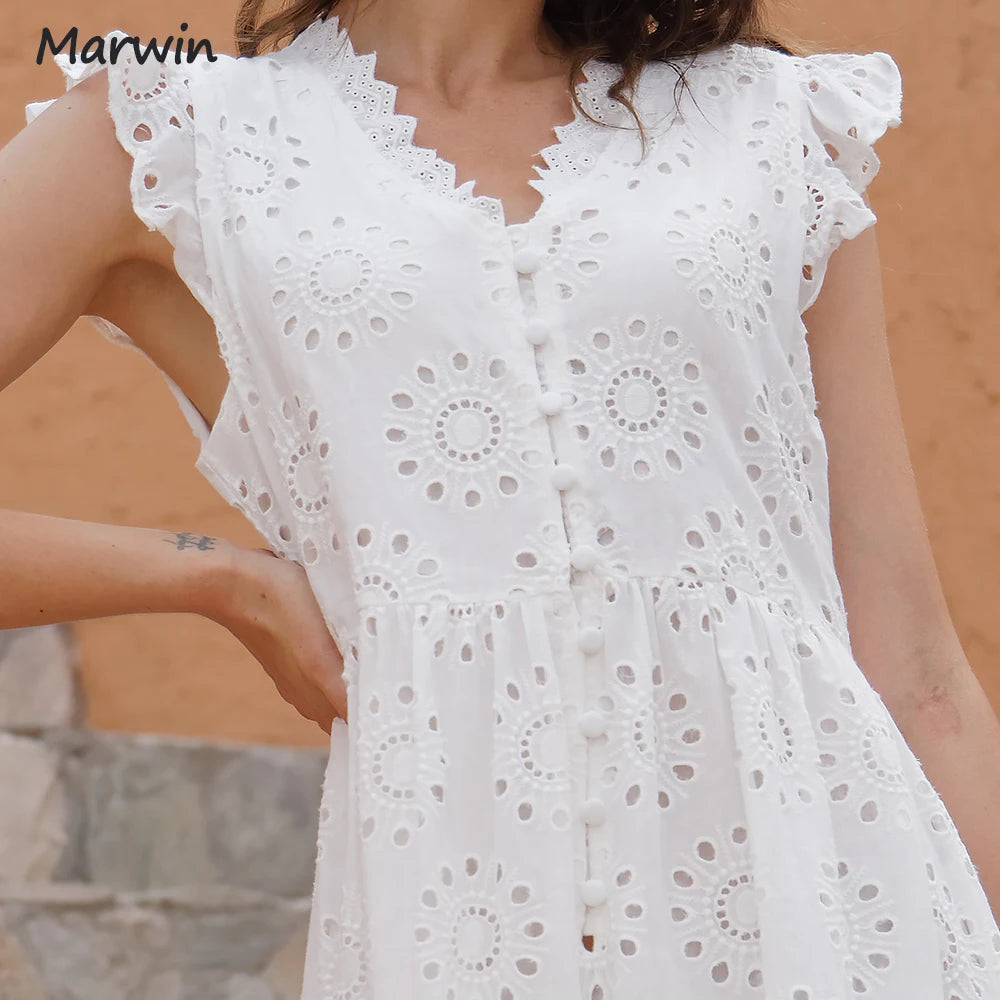 Marwin Hollow-Out High-Waist Summer Dress