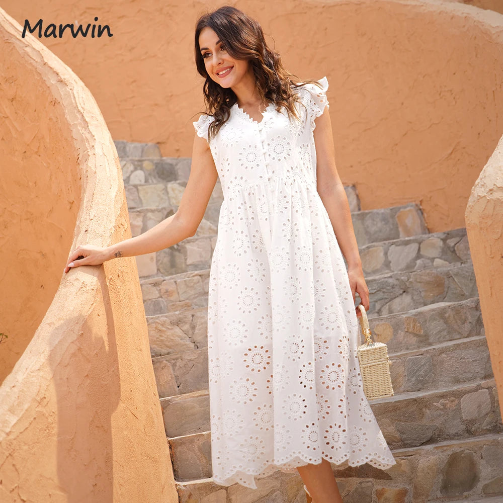 Marwin Hollow-Out High-Waist Summer Dress