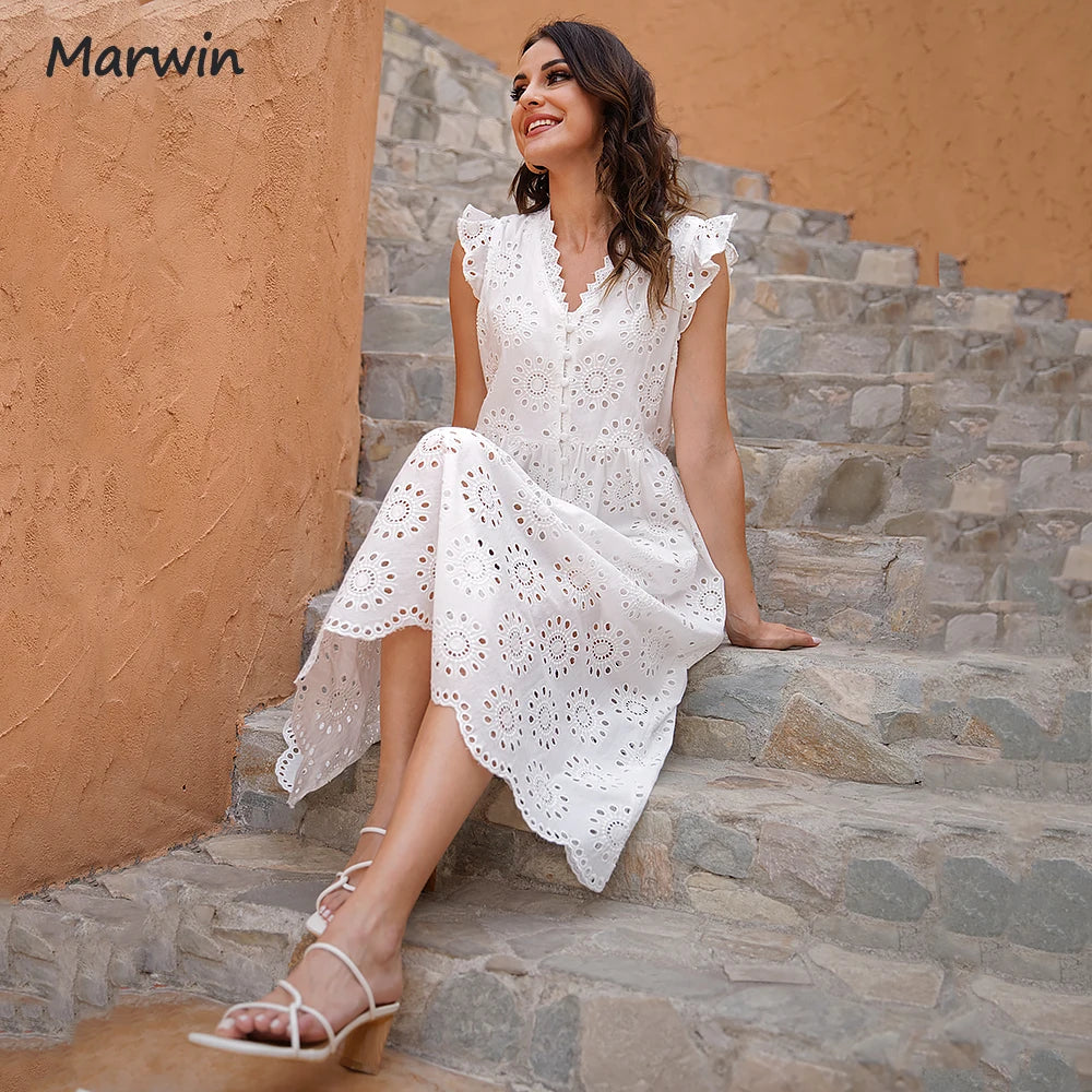 Marwin Hollow-Out High-Waist Summer Dress