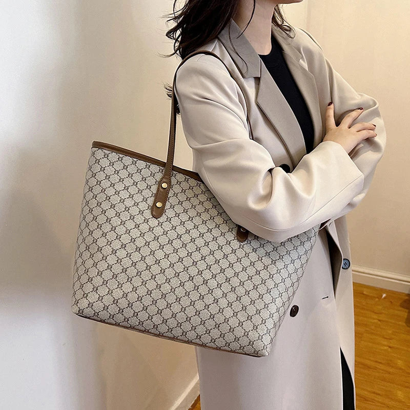 Spacious Elegance PU Leather Tote