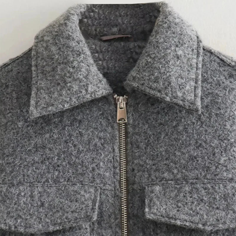 Autumn Winter Tweed Cropped Jacket