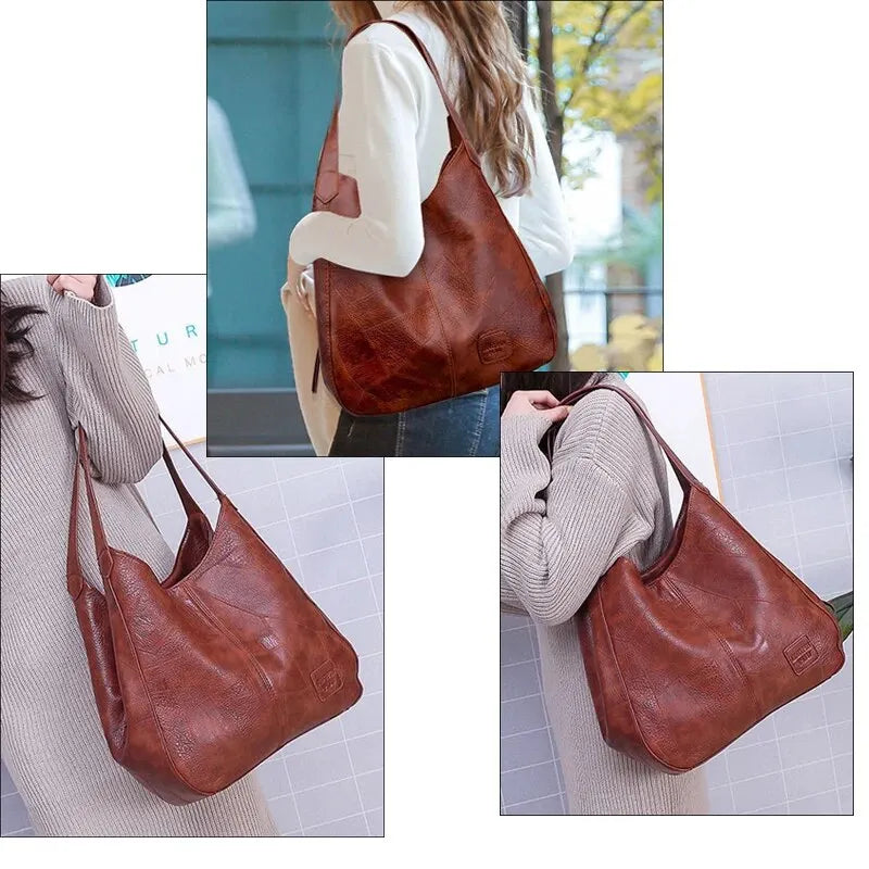 Vintage Marble Grain Leather Tote