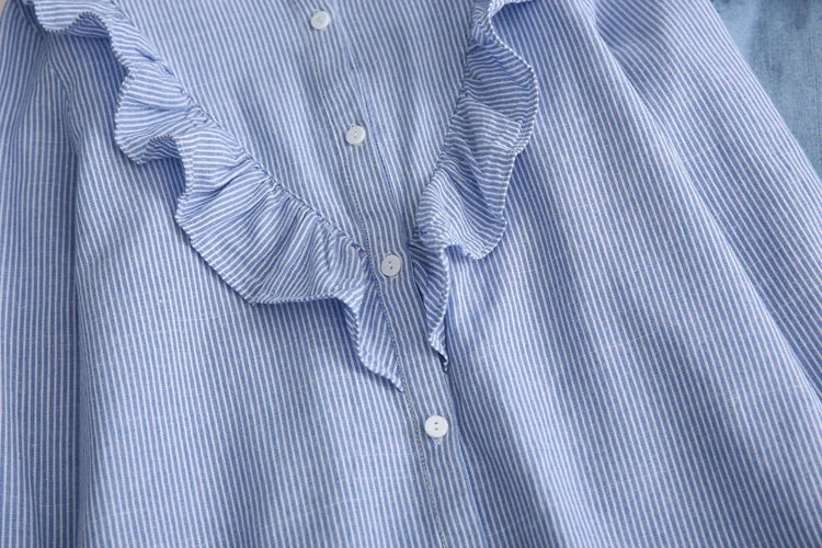 Vintage Grace Ruffle Cotton Blouse