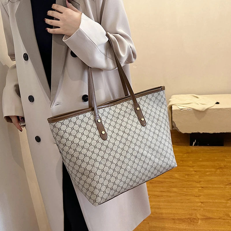 Spacious Elegance PU Leather Tote