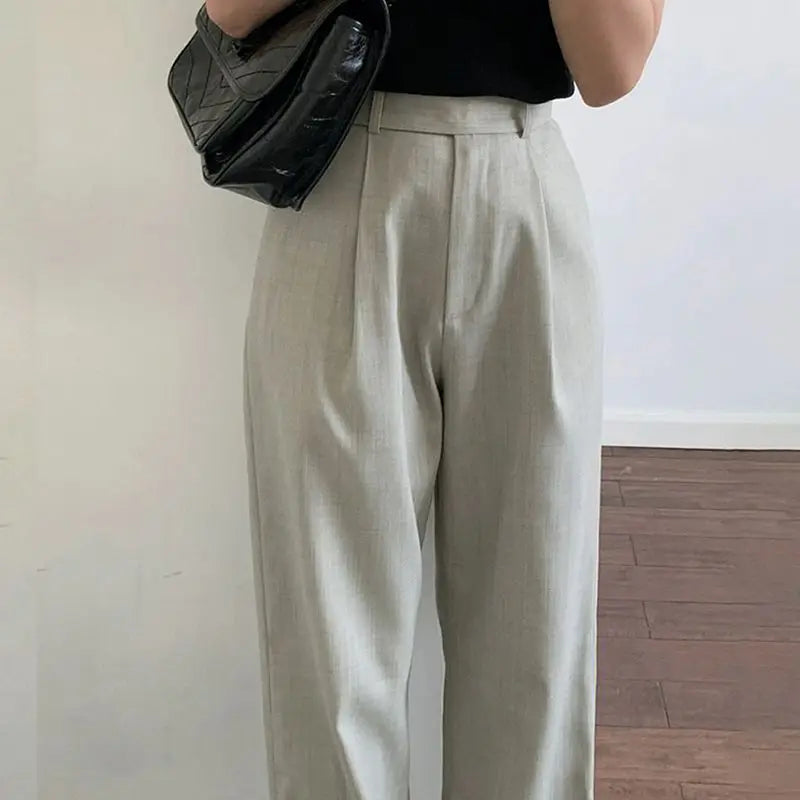 High-Waist Draped Gray Trousers