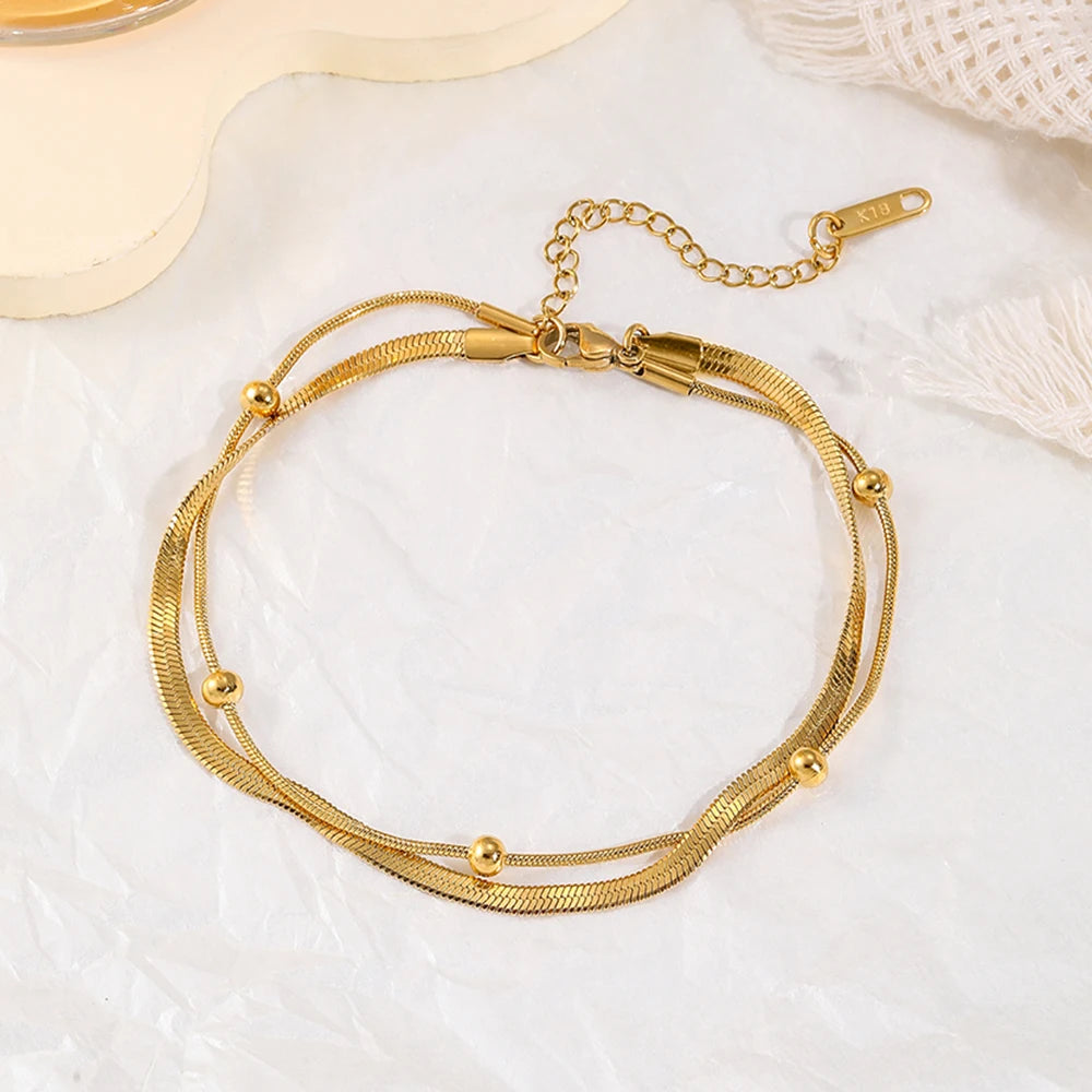 Gilded Elegance Double-Layer Anklet