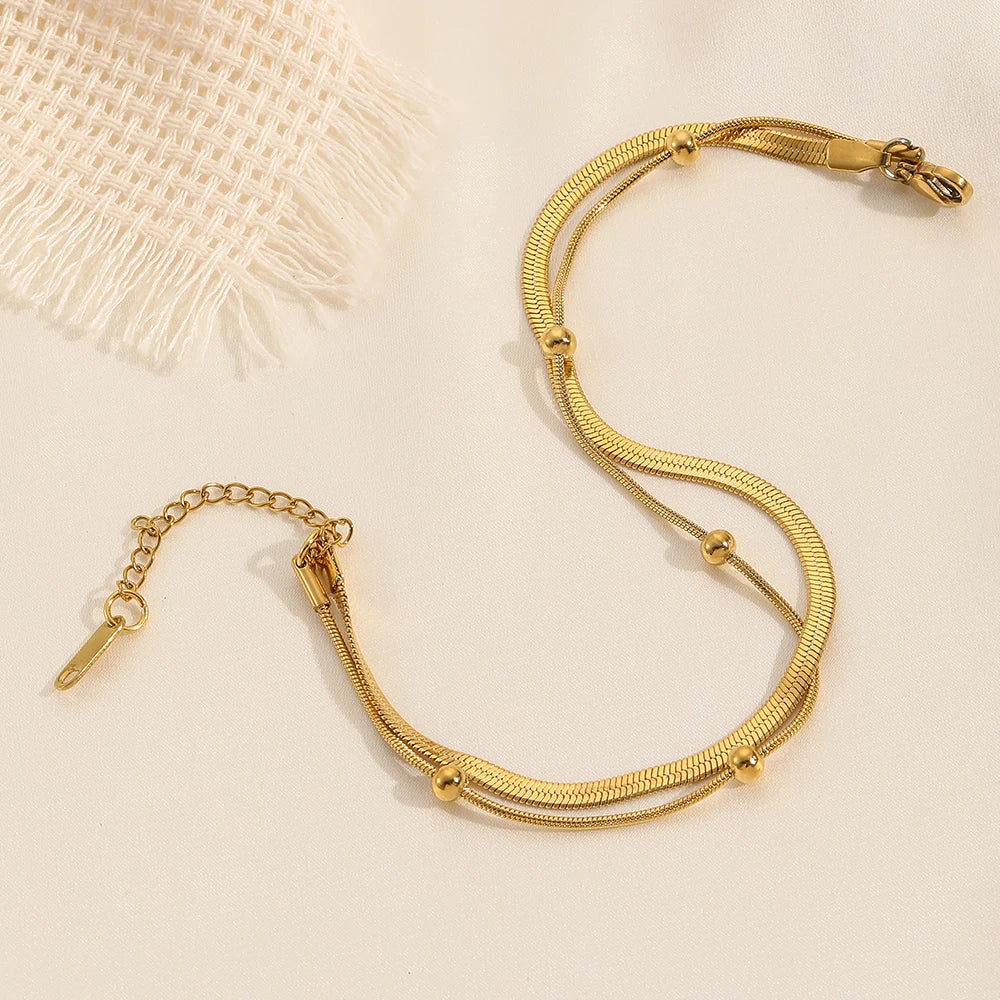 Gilded Elegance Double-Layer Anklet