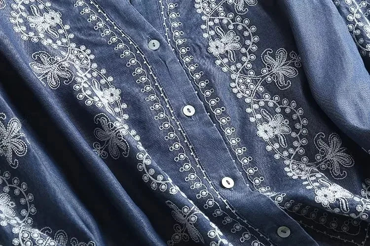 Embroidered Bloom Denim Shirt