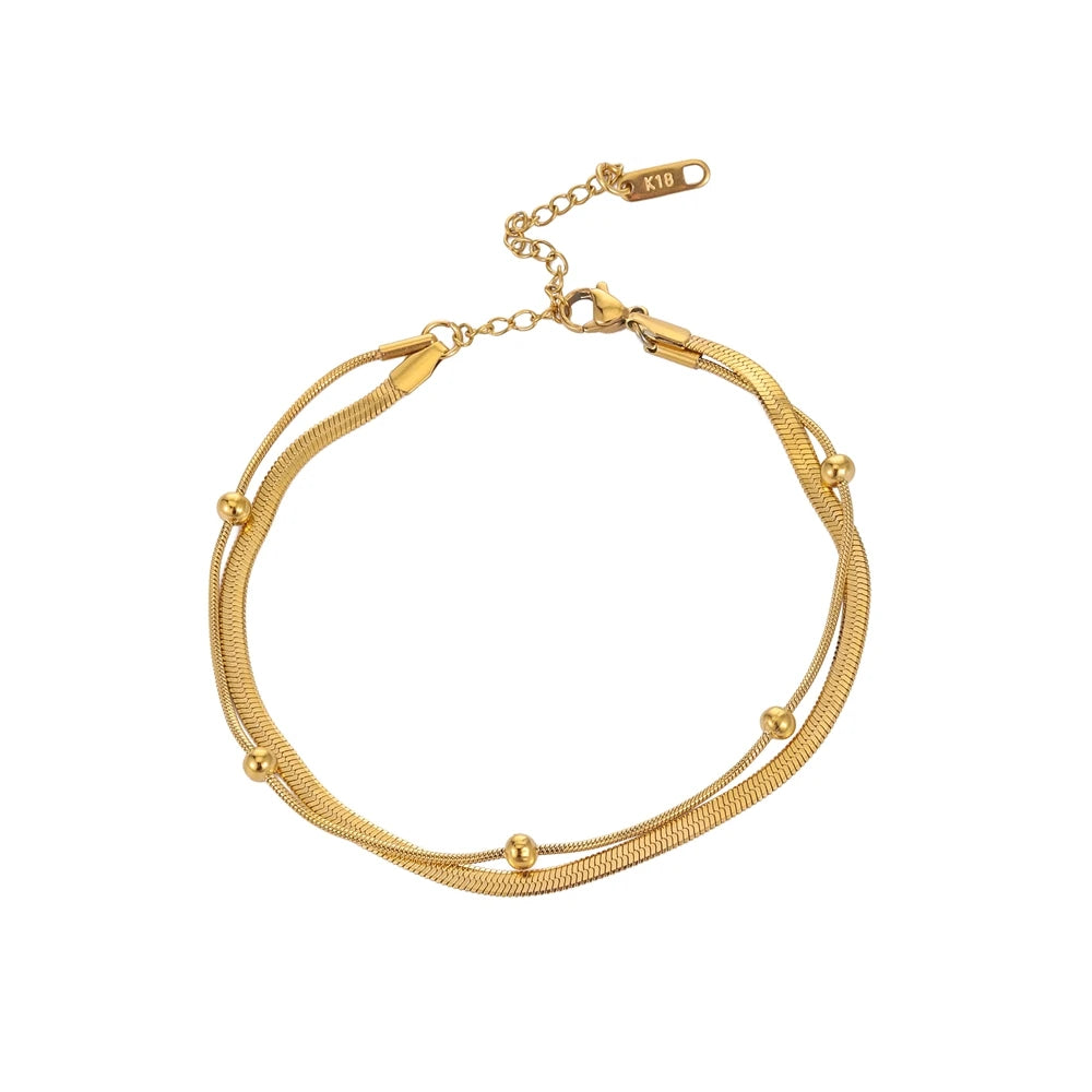 Gilded Elegance Double-Layer Anklet