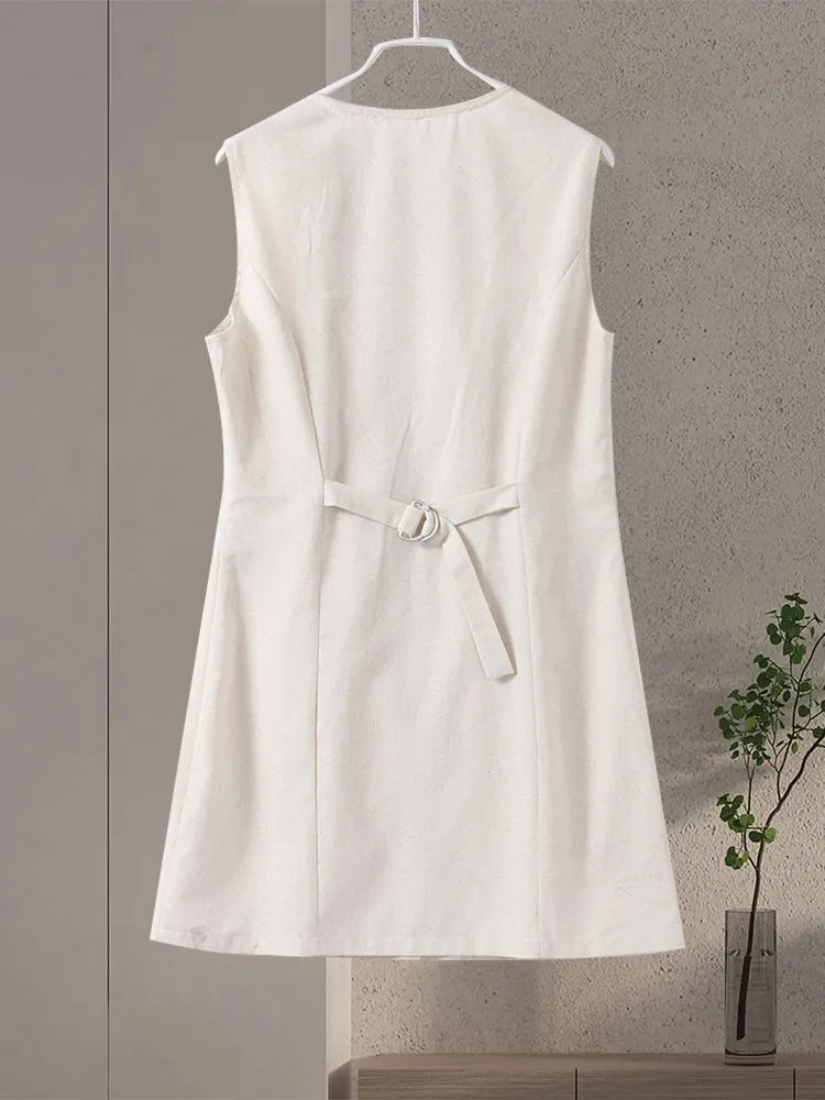 Chic Sleeveless Linen Mini Dress