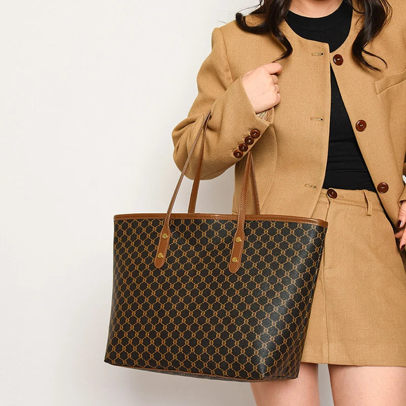 Spacious Elegance PU Leather Tote