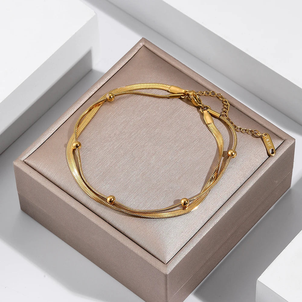 Gilded Elegance Double-Layer Anklet