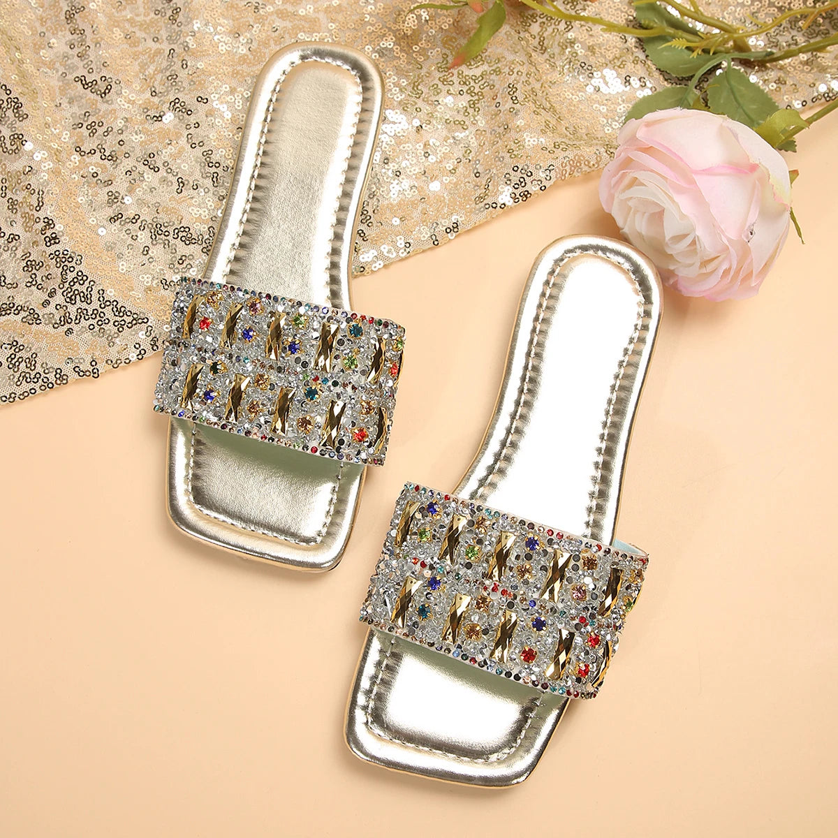 Radiant Rhinestone flat Sandals