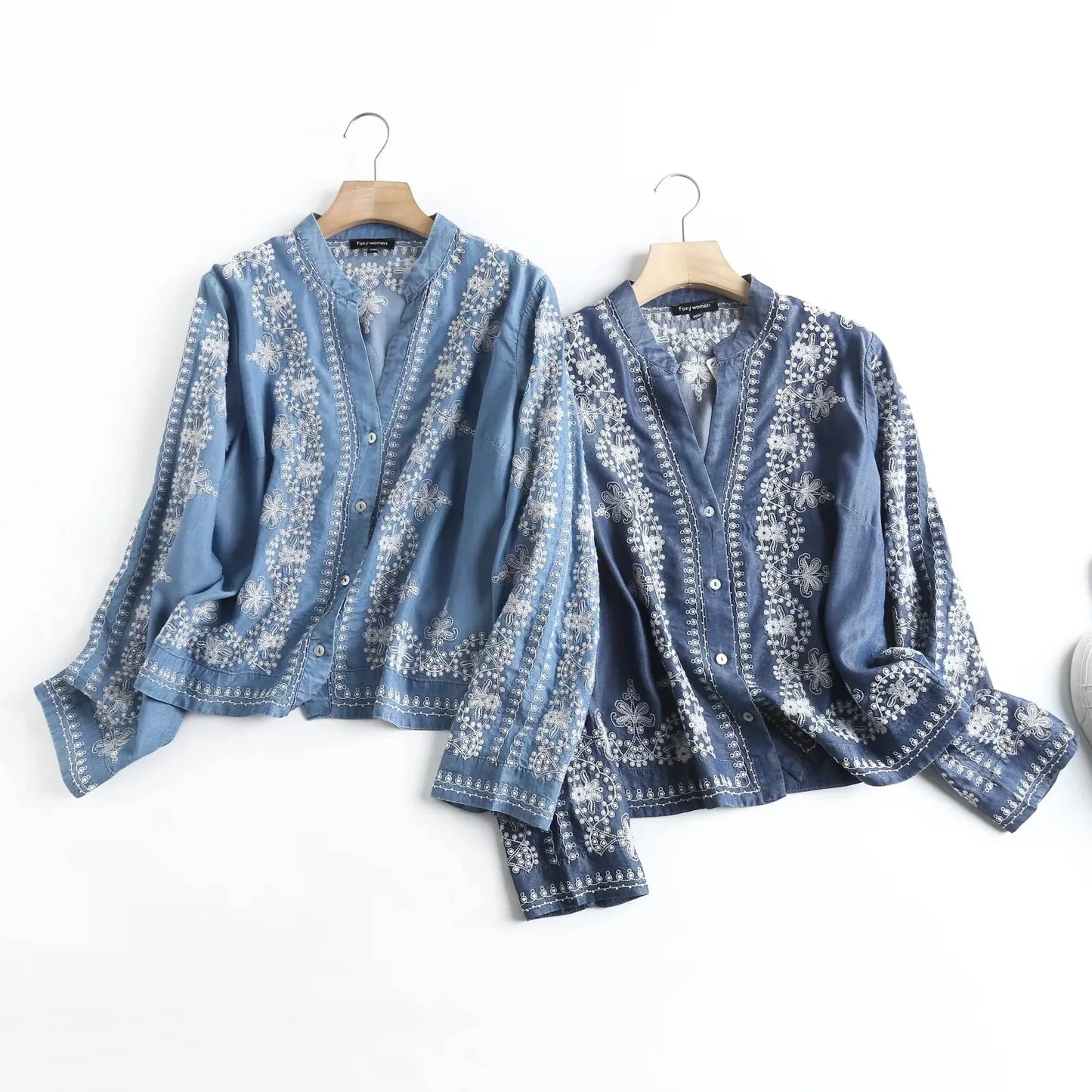 Embroidered Bloom Denim Shirt