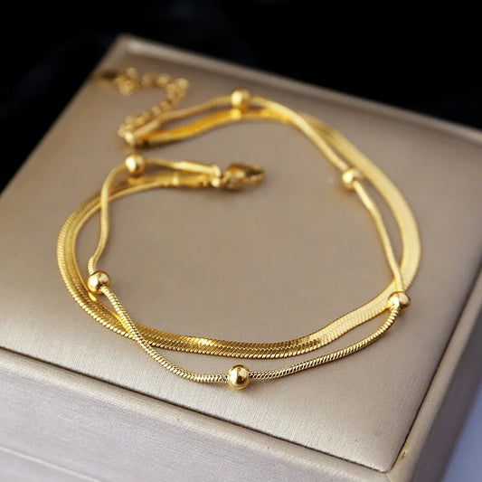 Gilded Elegance Double-Layer Anklet