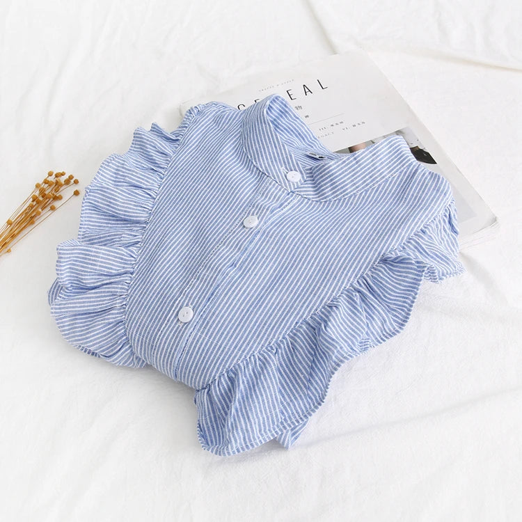 Vintage Grace Ruffle Cotton Blouse