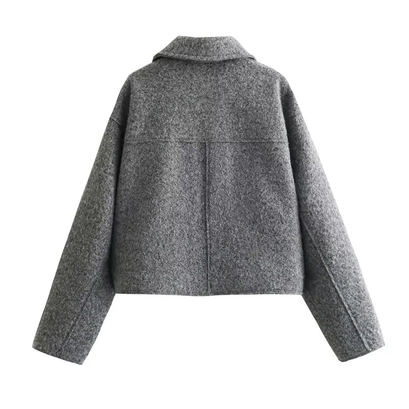 Autumn Winter Tweed Cropped Jacket