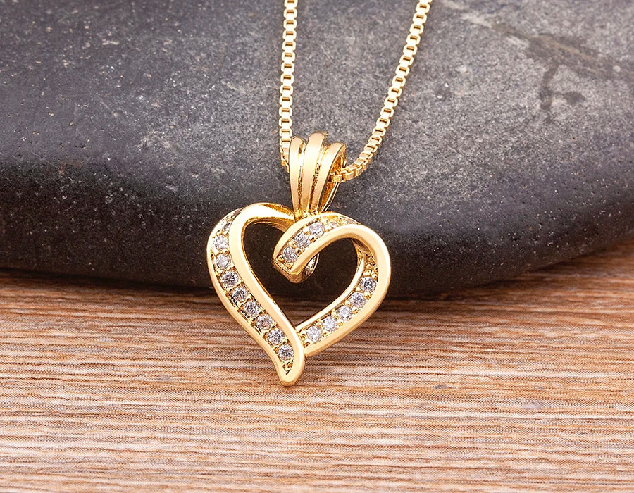 Spiral Heart Zircon Necklace