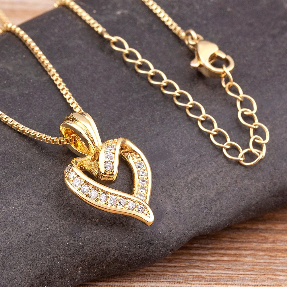 Spiral Heart Zircon Necklace