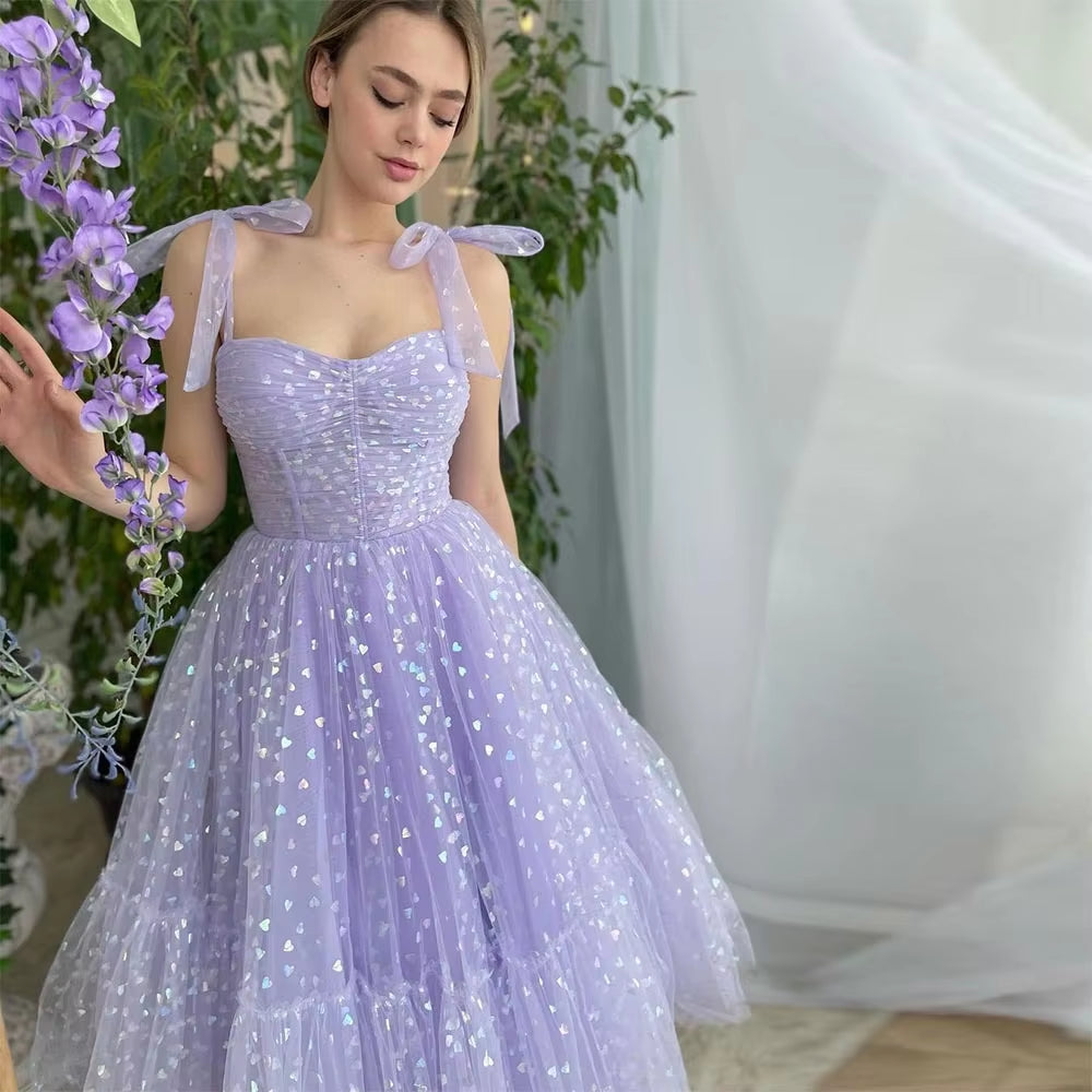 Regal Radiance - Purple Sequined Princess Ball Gown