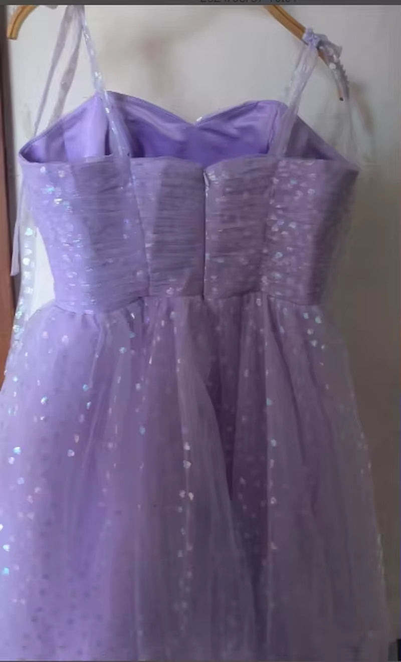 Regal Radiance - Purple Sequined Princess Ball Gown