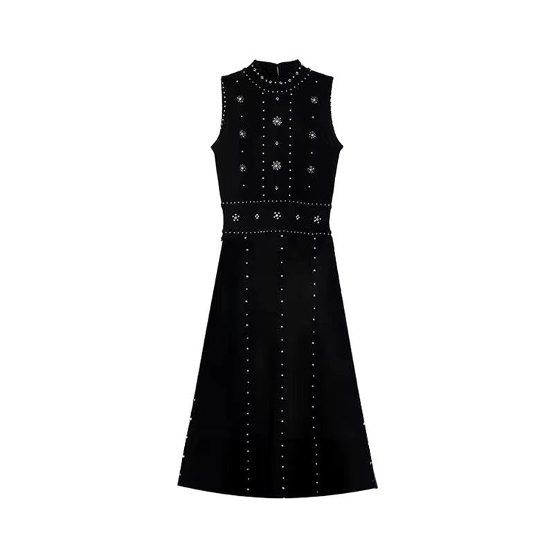 Glamour Black - Beaded Sleeveless Party Dress