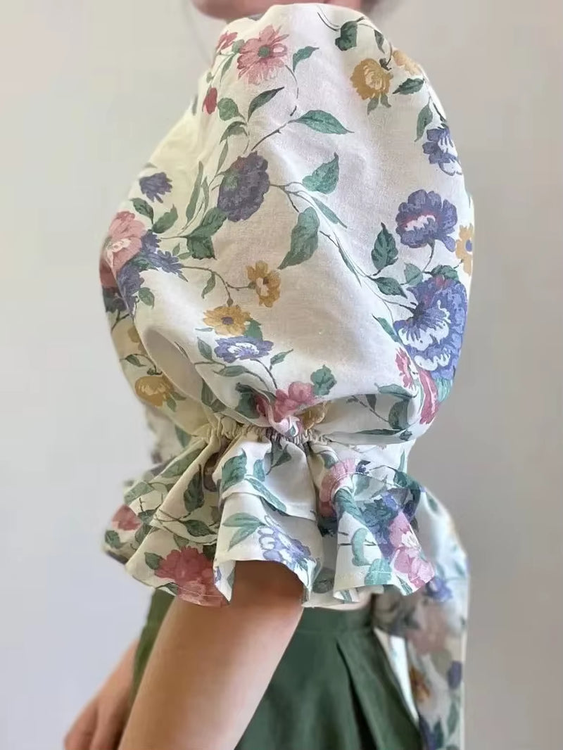 BellaRuffle Floral Bow Blouse